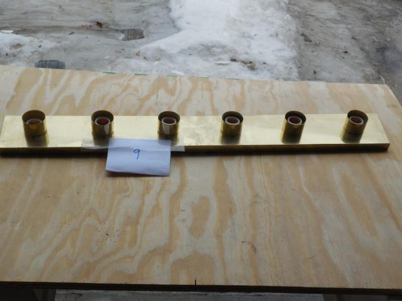 Gold colored 6 bulb vanity light fi...
