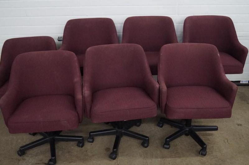 7 maroon officedesk chairs...