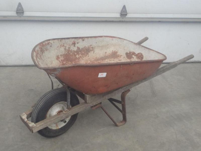 lot 39 image: Steel Cement Wheel Barrel...