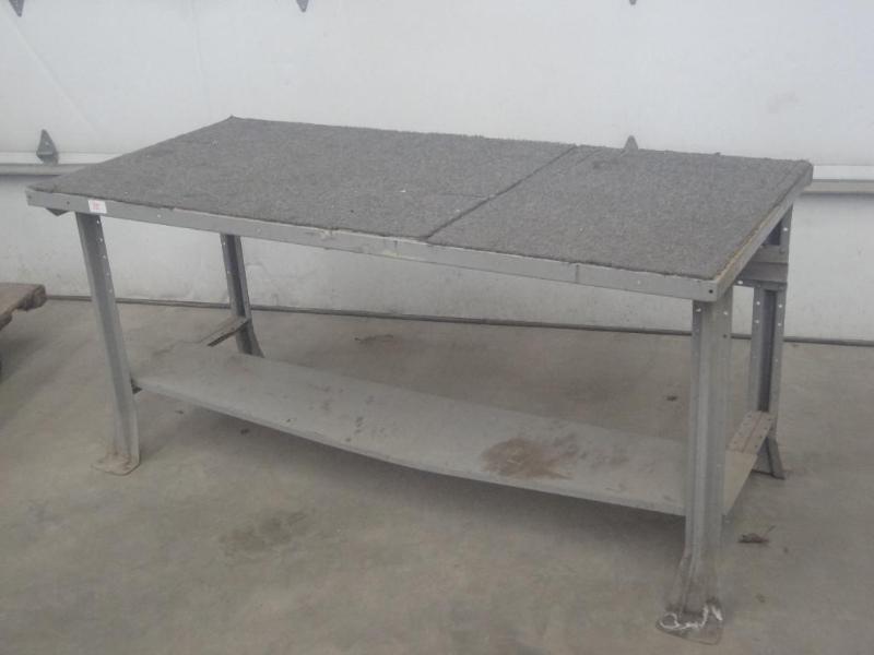 lot 75 image: Heavy Duty Steel Framed Shop Table...