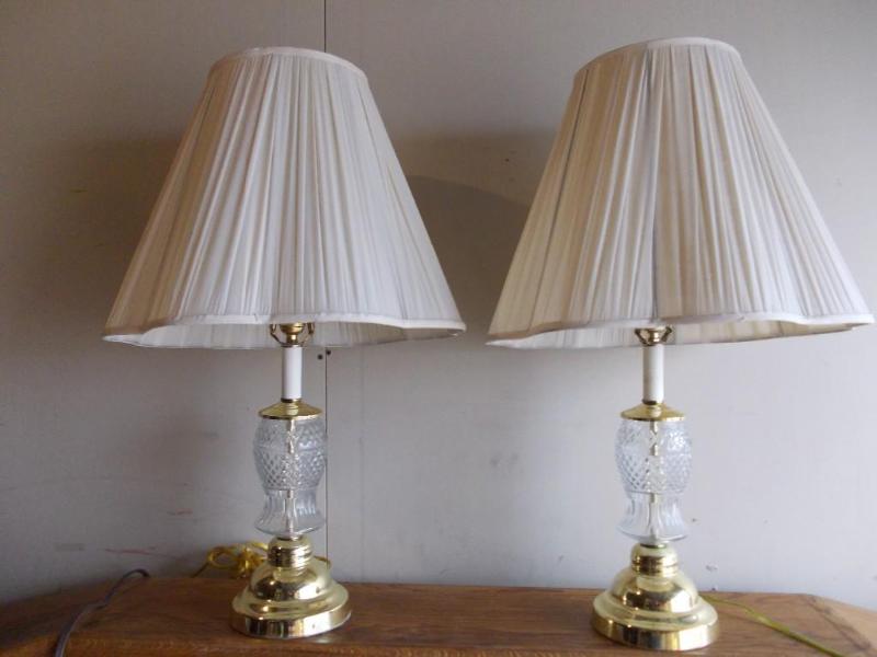 lot 20 image: Pair Crystal Lamp With Shades...