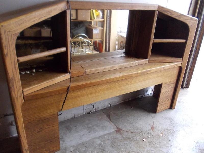 lot 21 image: Lighted Mirror Back Head Board With...