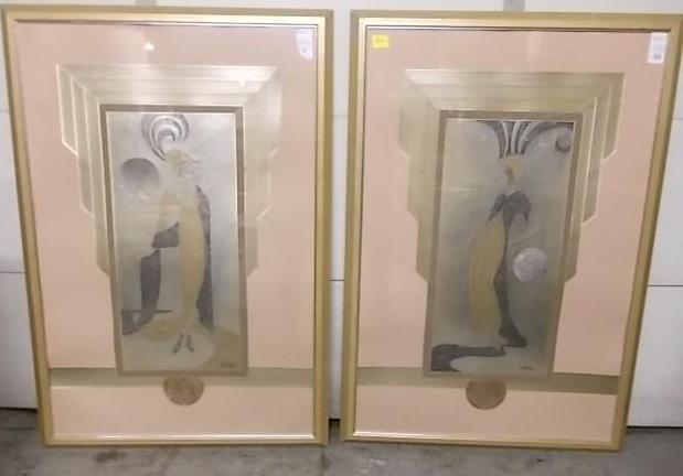 lot 32 image: Pair Framed Pictures Artist Berbour...