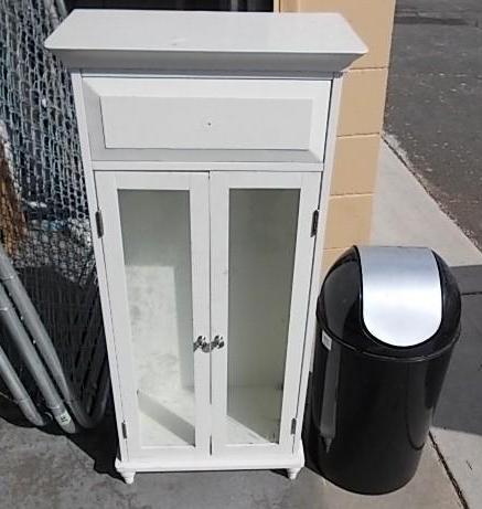 lot 55 image: 2 Door White Cabinet With Glass Doo...