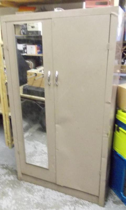 lot 6 image: Steel Wardrobe With Mirror 35 12&q...