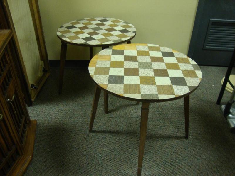 lot 107 image: Pair of mid-century wooden accent t...