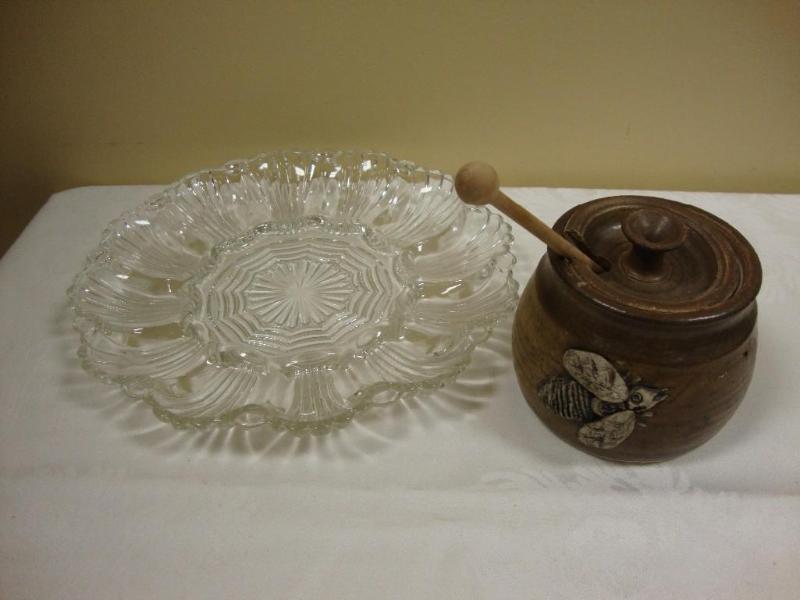 lot 46 image: Lot of 2 vintage deviled egg plate ...