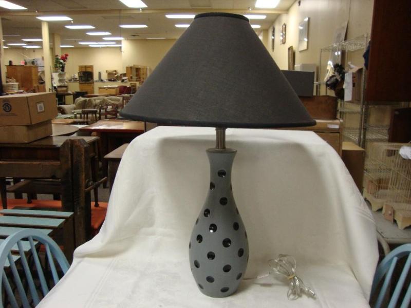 lot 68 image: Black & grey polk a dot lamp ba...