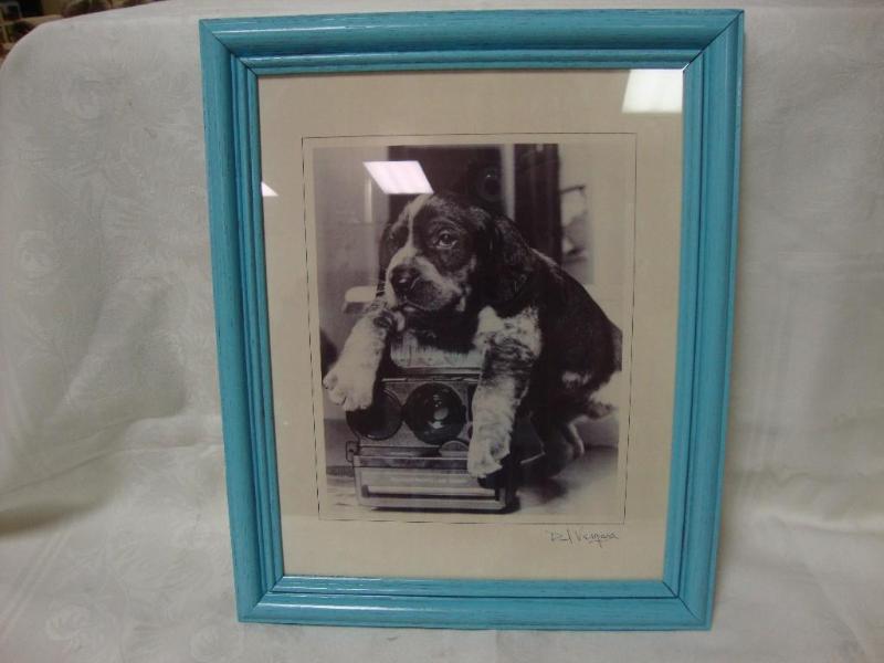 lot 71 image: Framed print - puppy with camera....