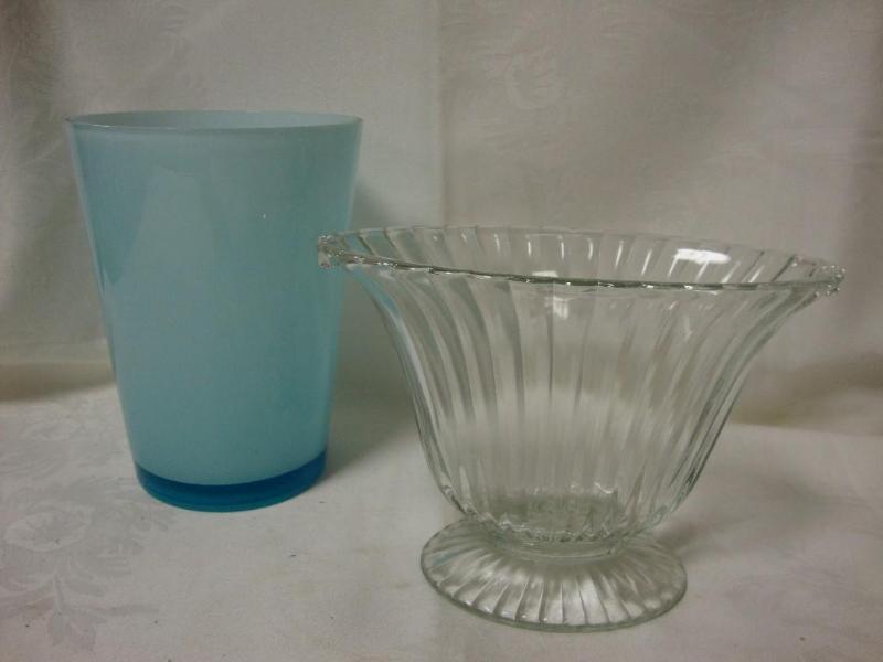 lot 91 image: Two vases - 1 light blue glass &...