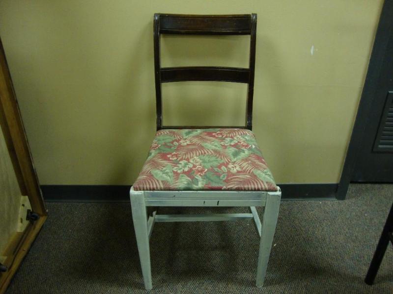 lot 98 image: Wooden chair - floral seat - "...