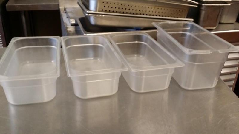 4 Lucite prep table containers. 3 a...