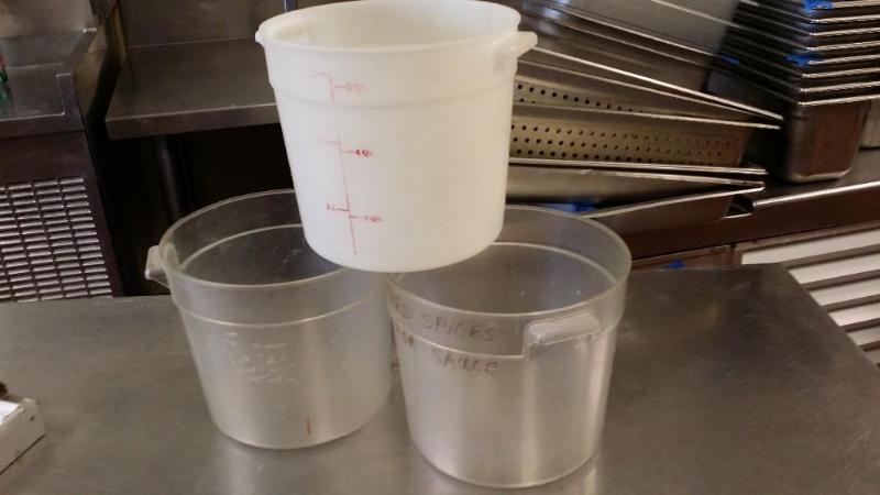3 Prep buckets 9 in diameter and 8&...