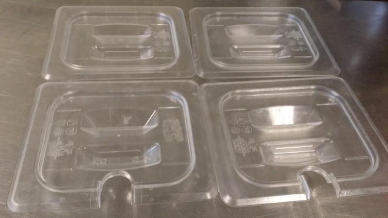 4 lucite lids...
