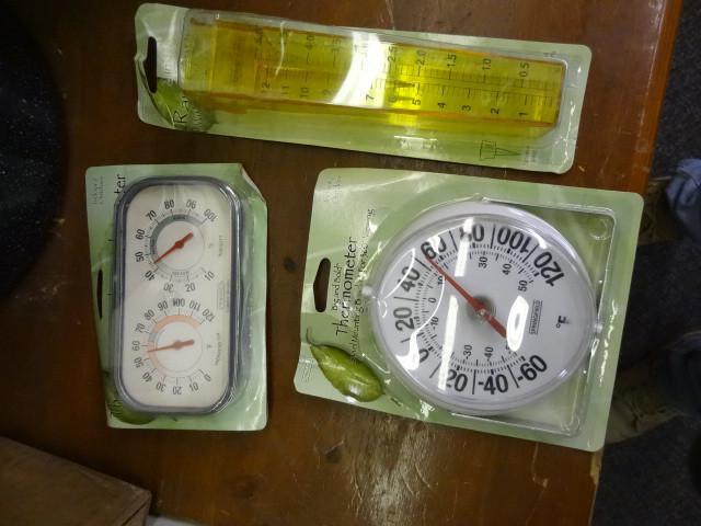 New 3 pc. Lot rain Gauge, Thermomet...