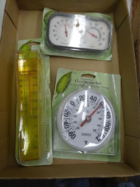 New 3 pc. Lot rain Gauge, Thermomet...