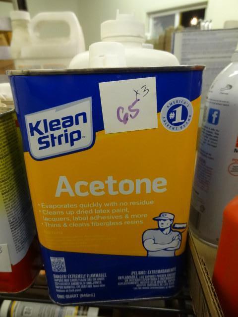 Qty. 3 New At. Acetone, Qt. Sander ...
