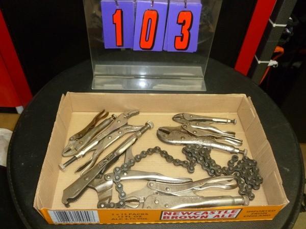 lot 103 image: Flat of 6 vice grip pliers as shown...