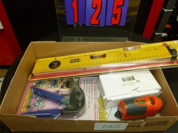 lot 125 image: Flat of laser levels and anchor sys...
