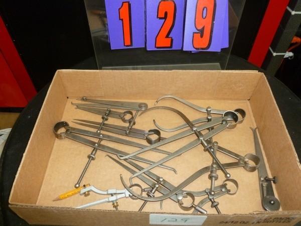 lot 129 image: Flat of USA machinist calipers. Cas...