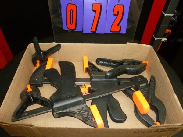 lot 72 image: Flat of 6 plastic clamps. Cash or C...