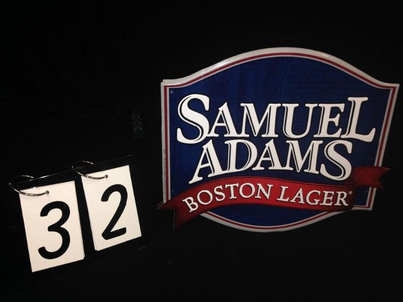 Samuel Adams die-cut ribbon tin sig...