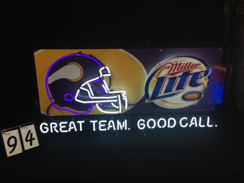 New Minnesota Vikings Miller Lite Go Vikings Poster Beer Neon Light Sign 24"x20" 