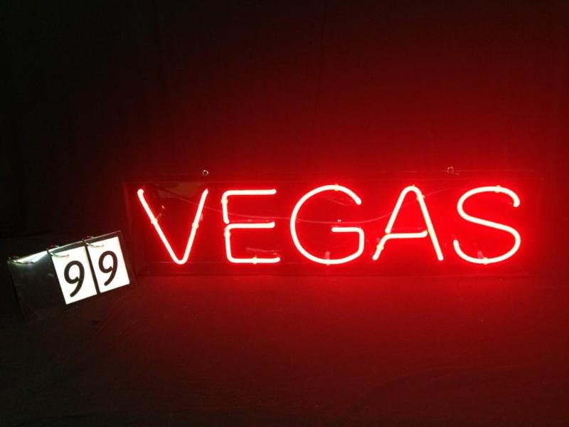 Vegas neon sign. Clear red neon on ...