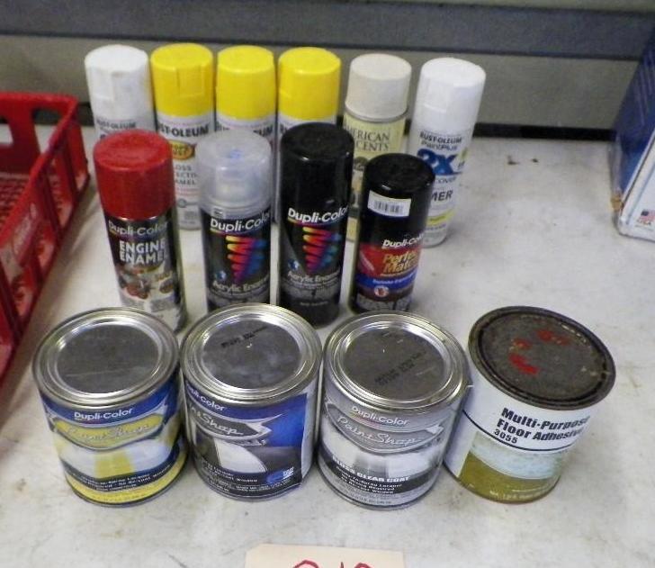 lot 210 image: 14 cans misc. paint- all are full o...