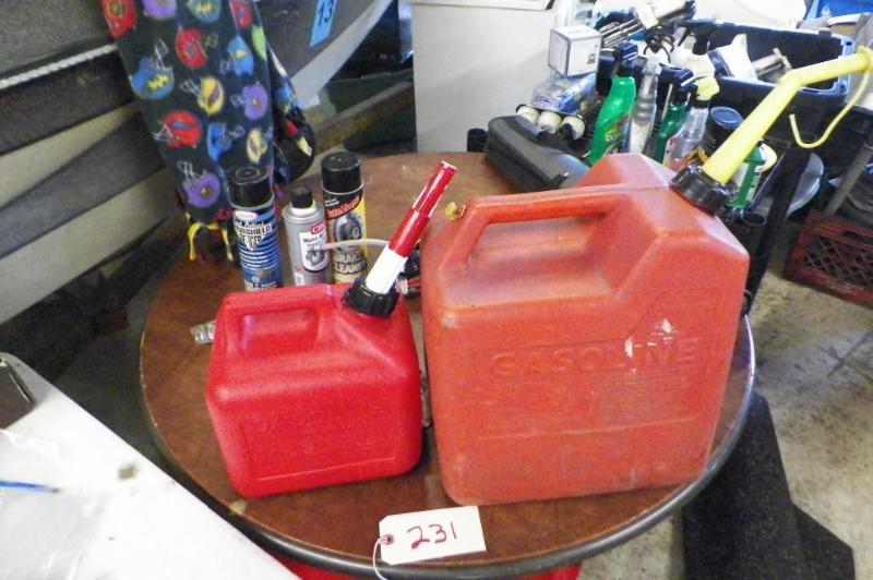 lot 231 image: 6 gallon and 2 gallon plastic gas c...