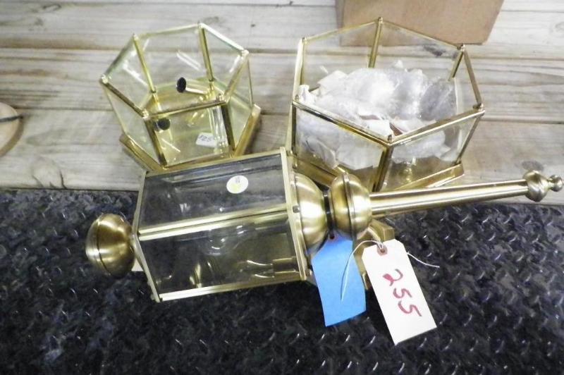lot 255 image: 3 Gold Outdoor Light Fixtures...