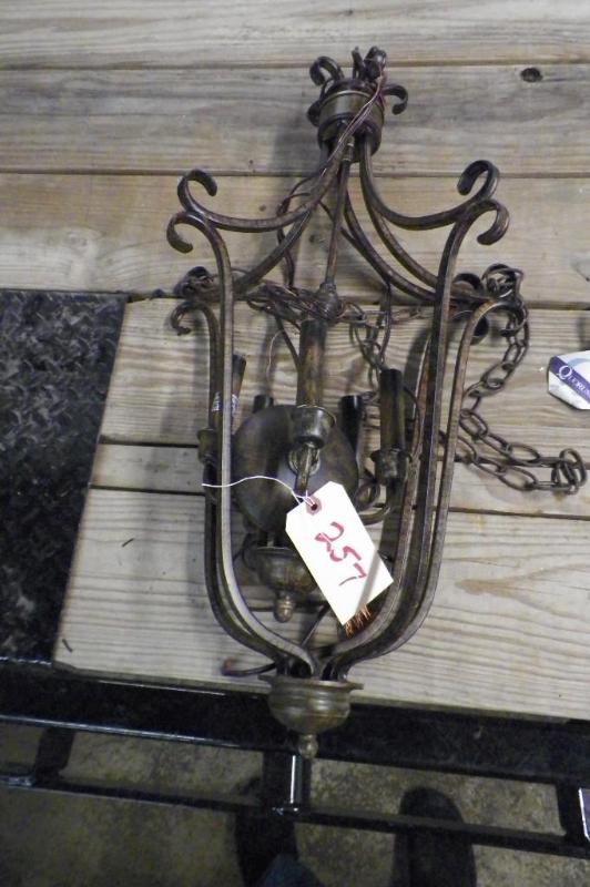 lot 257 image: Antique Finish Metal Chandelier...