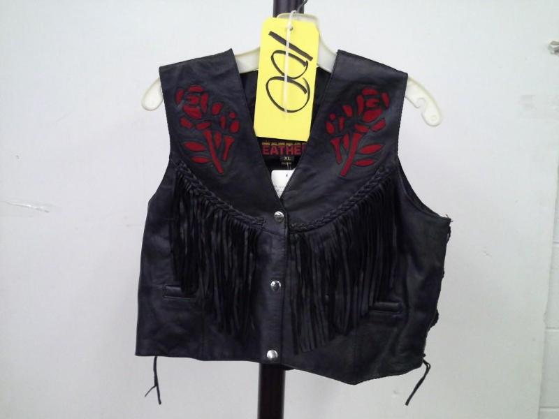 Hot Leathers Fringed Red Rose Vest,...