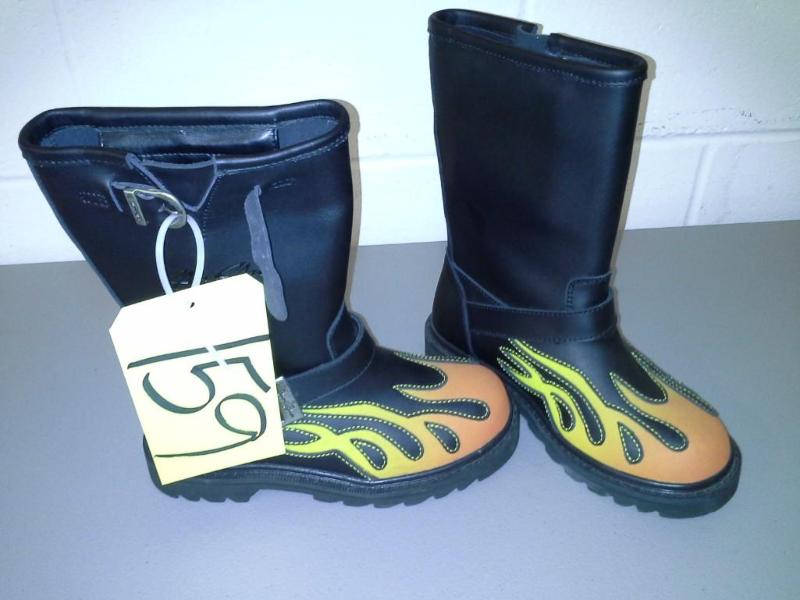 Engineer boot, black with flames, s...