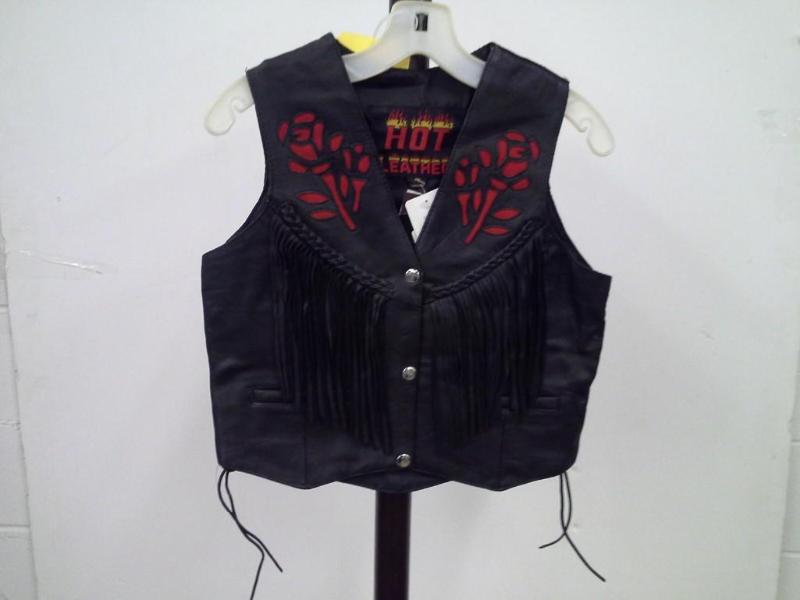 Hot Leathers Fringed Red Rose Vest,...