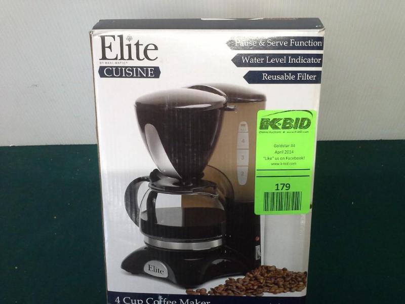 lot 179 image: Elite Cuisine, 4 cup coffee maker. ...