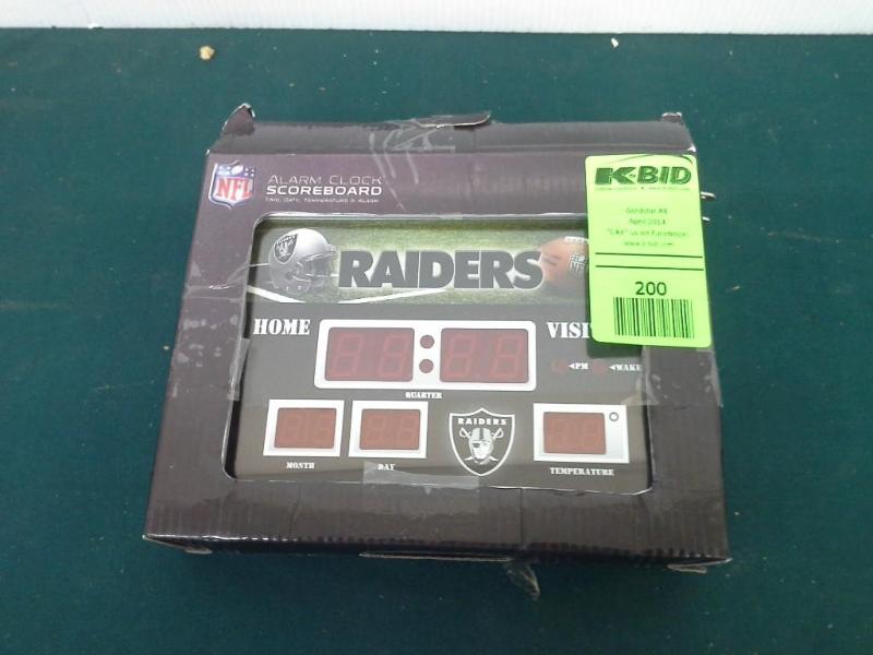 lot 200 image: NFL, alarm clock scoreboard, RAIDER...