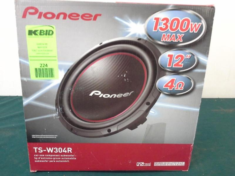lot 224 image: PIONEER TS-W304R, 12" speaker....