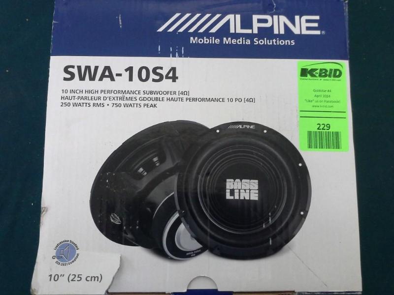 lot 229 image: ALPINE, SWA-10S4, 10" high per...
