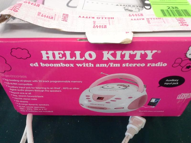 lot 238 image: 2 HELLO KITTY, cd boom box with am ...