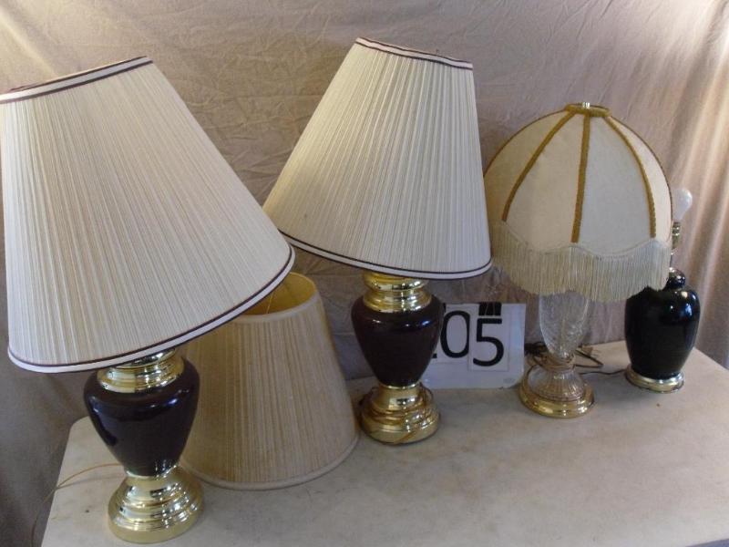 lot 105 image: 4 Assorted Lamps and 4 Shades....