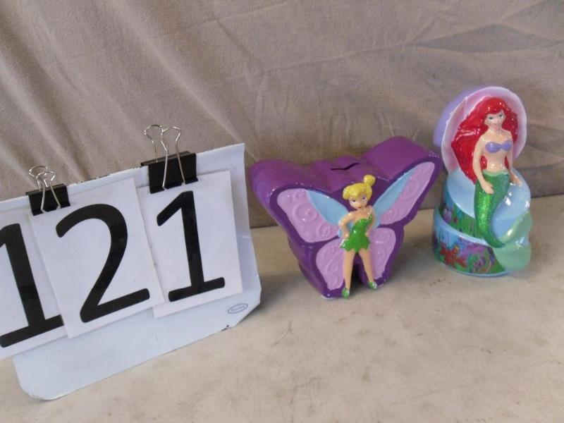 lot 121 image: 2 NewCeramic Piggy Banks. Ariel and...