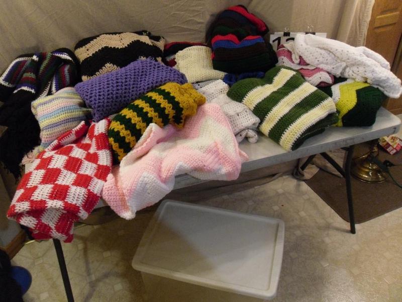 lot 128 image: Large Lot of Assorted Crocheted Afg...
