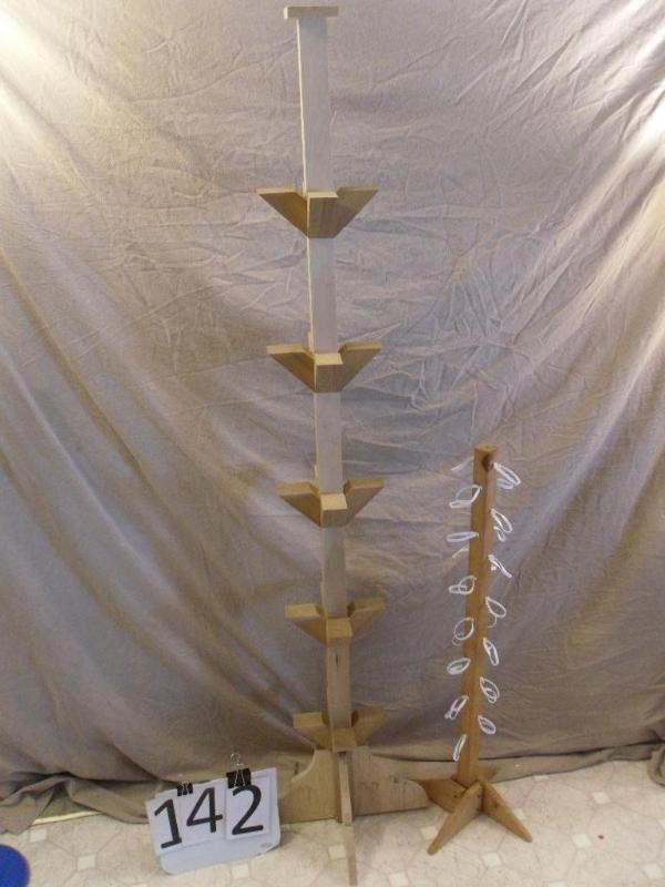 lot 142 image: 2 wood merchandising racks. Origina...