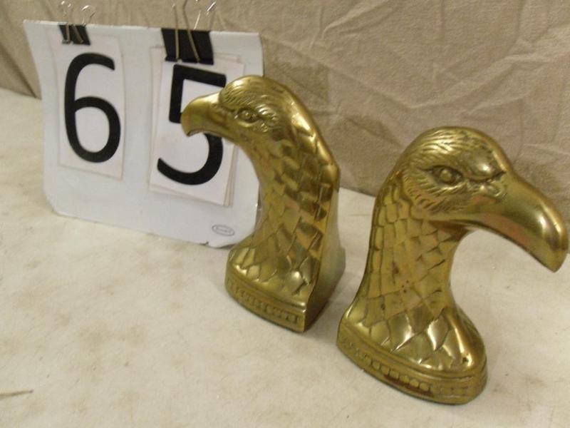 lot 65 image: Brass Eagle Bookends. Measure 7.5 ...