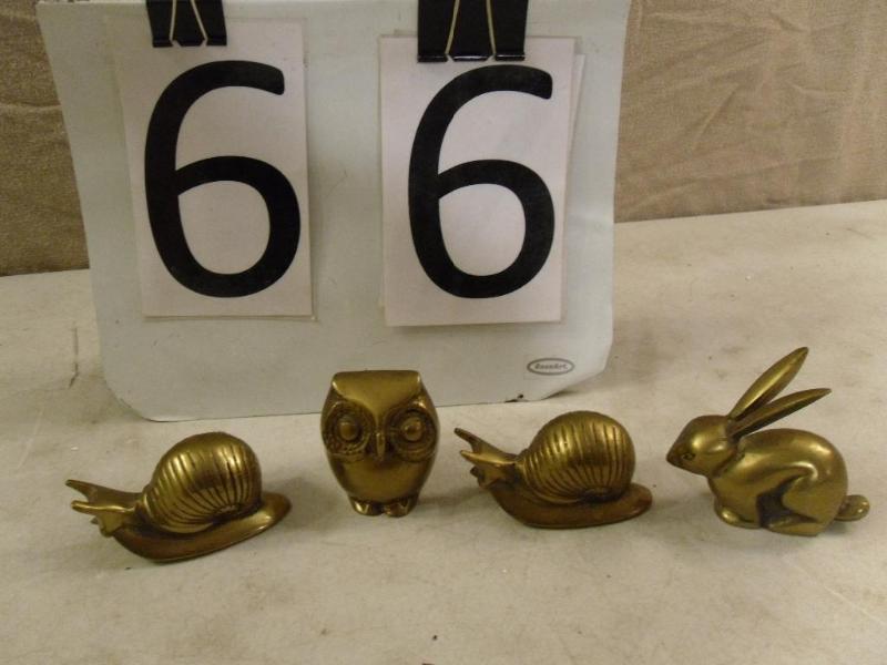 lot 66 image: 4 Brass Animals. 2 H....