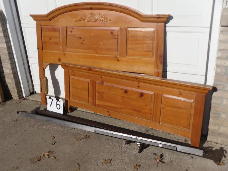 lot 76 image: Full  Queen Wood Headboard, Footbo...