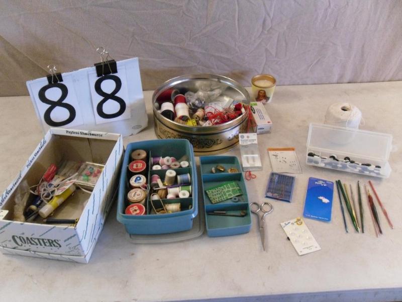 lot 88 image: Lot of Old Sewing Supplies. Thread,...