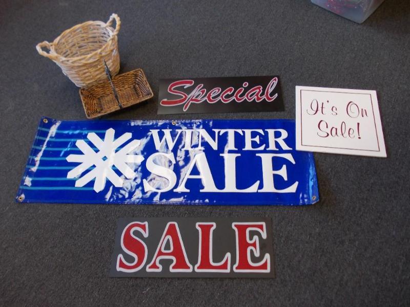 4-Assorted SignsBanner, 2-Wicker B...