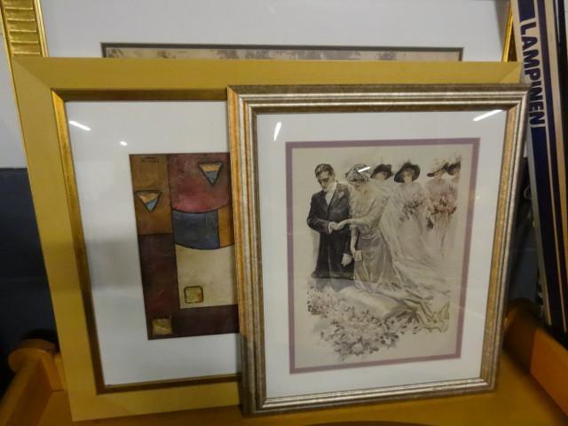 lot 103 image: 3 wall hanging framed prints....